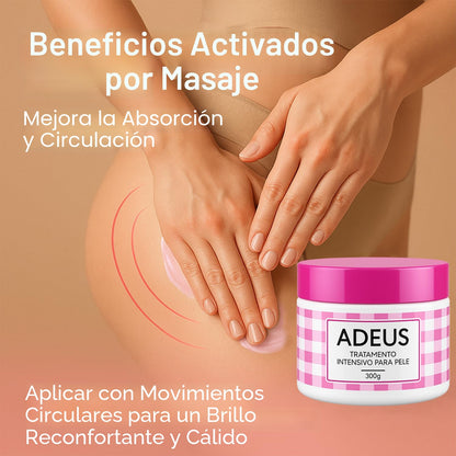 Adeus Crema Brasileña para Estrías con Árnica, Jengibre, Cafeína y Té Verde 300g