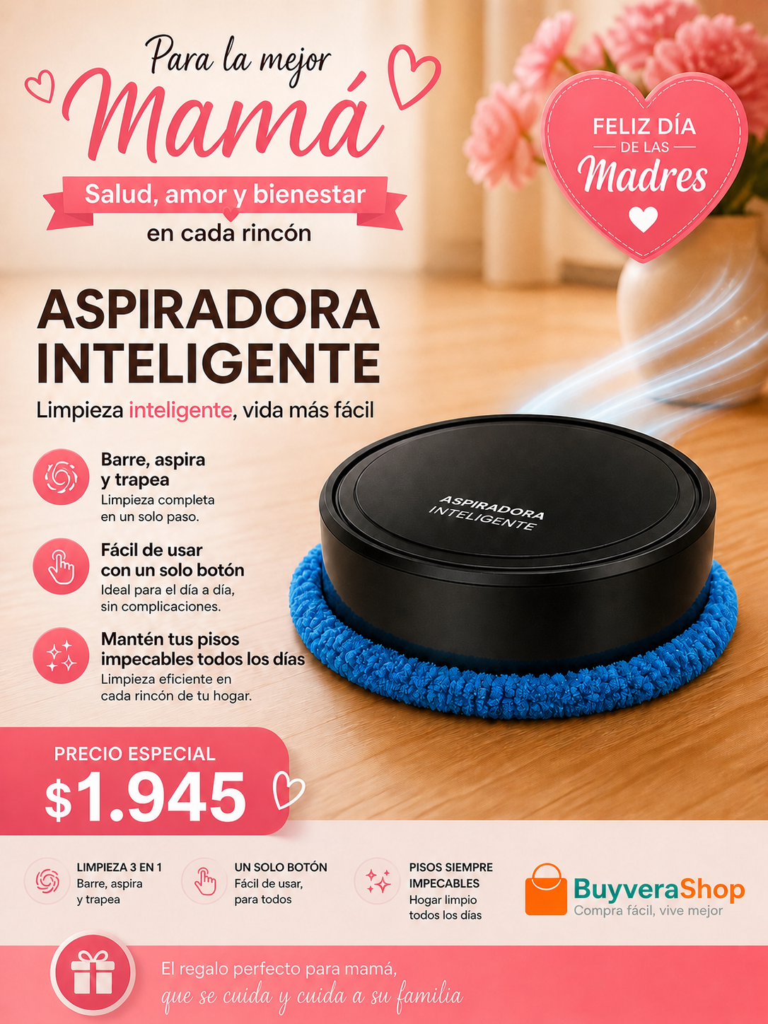 ASPIRADORA INTELIGENTE CON TRAPEADOR XM12