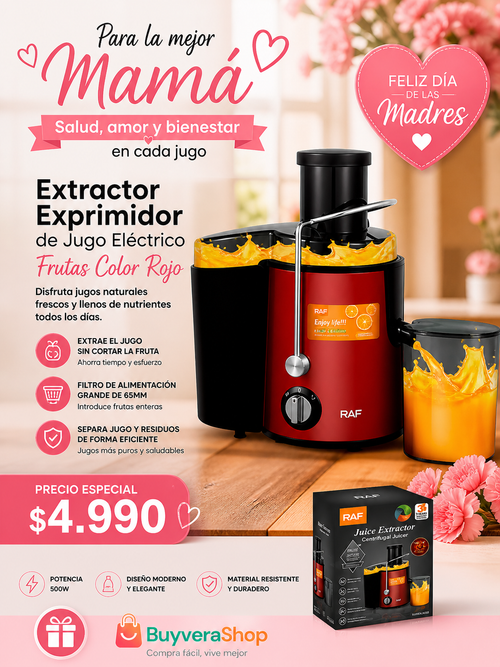 EXTRACTOR/EXPRIMIDOR DE JUGO ELÉCTRICO ROJO (RAF)