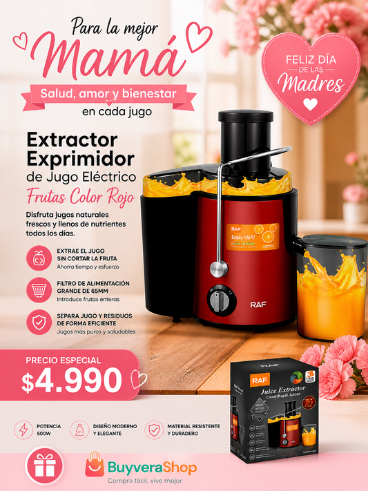 EXTRACTOR/EXPRIMIDOR DE JUGO ELÉCTRICO ROJO (RAF)